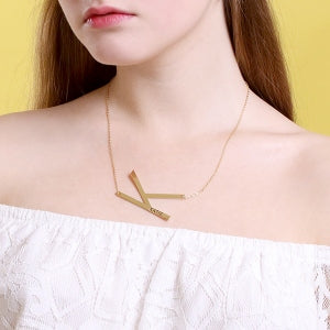 Sideways Initial Name Necklace