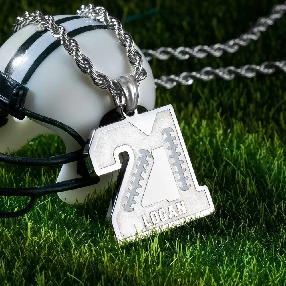 Football Charm Necklace – Hand Stamped | Reija Eden Jewelry