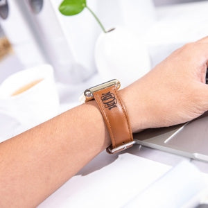 Monogrammed apple hotsell watch band leather