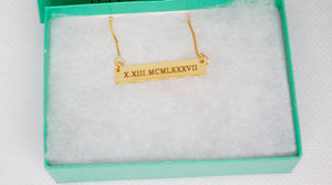 Personalized Roman Numeral Bar Necklace