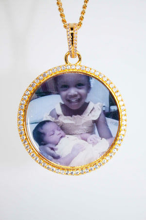 Round Face Bling Photo Necklace