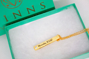 Personalized Name Bar Necklace w/ Diamond (4-Sided)