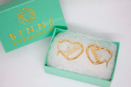 Small Heart Name Earrings