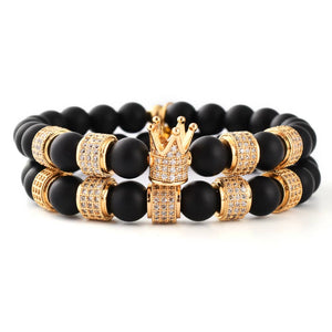Onyx Crowned 2PC Bracelet Set